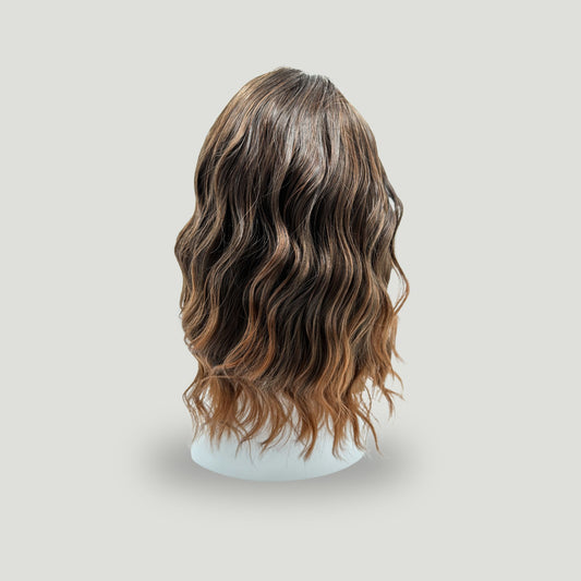 04- Medium Wavy Synthetic Wig with Bangs – Brown Ombre