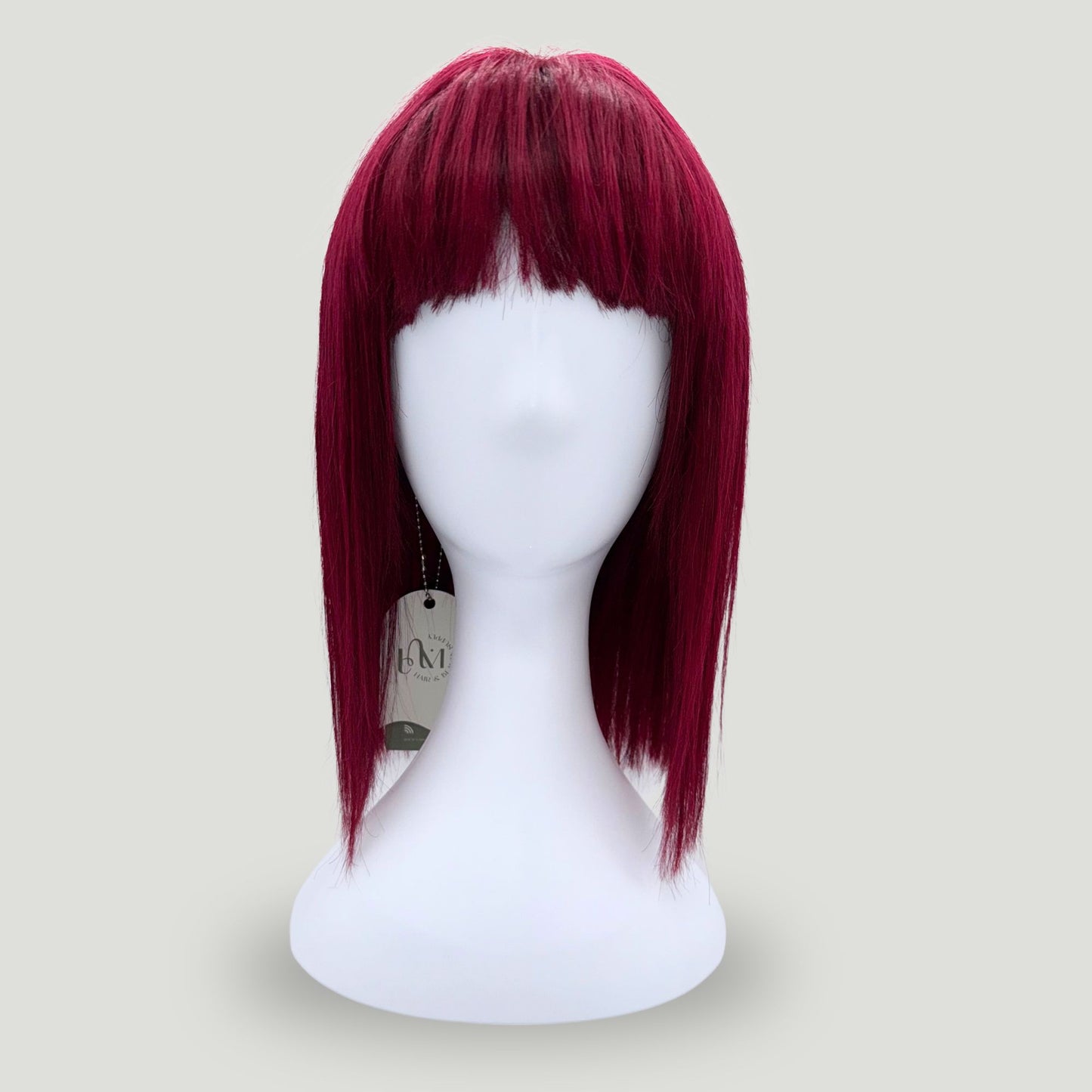 03- Human Hair Burgundy Bob Wig with Bangs