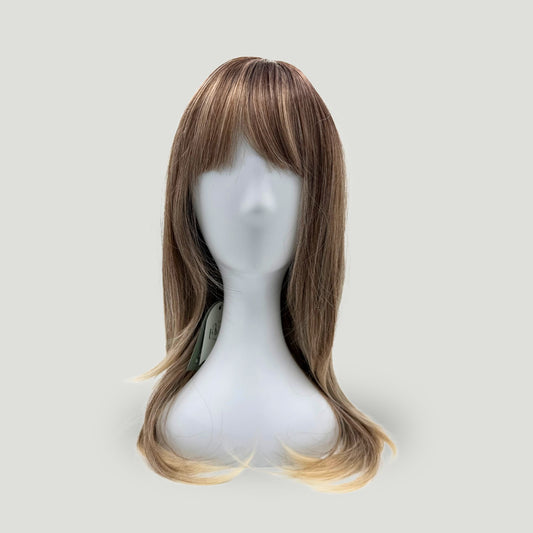 02- Long Straight Synthetic Wig with Bangs – Brown Blonde Ombre