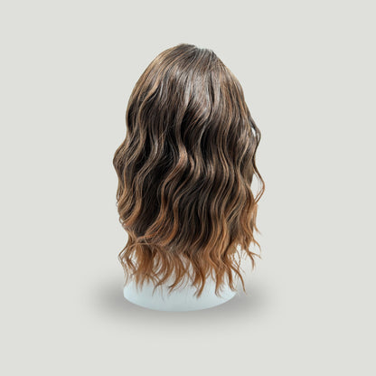 04- Medium Wavy Synthetic Wig with Bangs – Brown Ombre