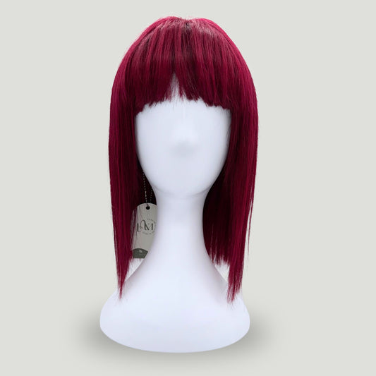 03- Human Hair Burgundy Bob Wig with Bangs