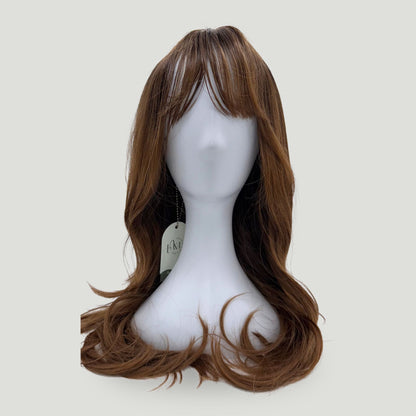 05- Synthetic Long Brown Wig with Bangs – Dark Root Ombre